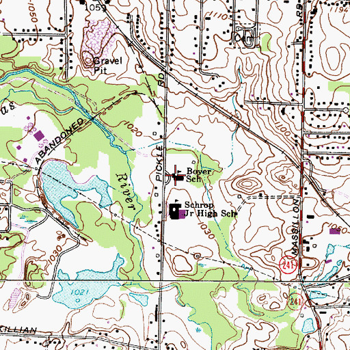 Topographic Map of Boyer School, OH