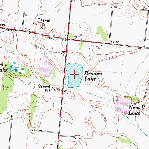 Topographic Map of Braden Lake, OH