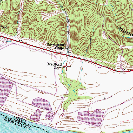 Topographic Map of Bradford Cemetery, OH
