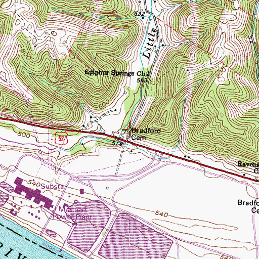 Topographic Map of Bradford Cemetery, OH