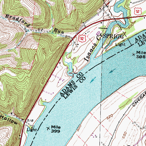 Topographic Map of Bradford Run, OH