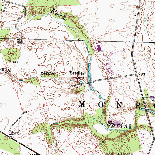 Topographic Map of Bradley Cemetery, OH