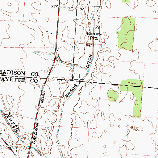 Topographic Map of Bragg Ditch, OH