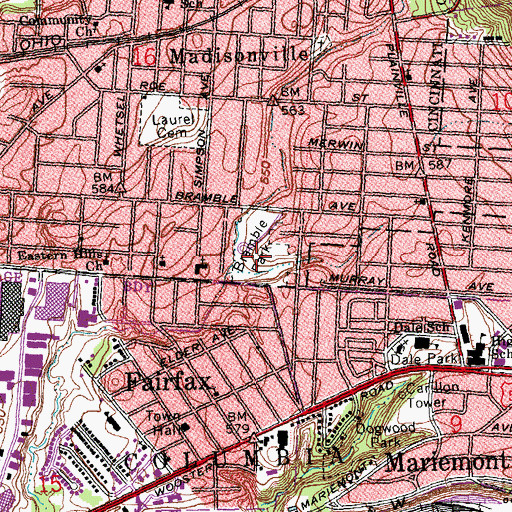 Topographic Map of Bramble Park, OH