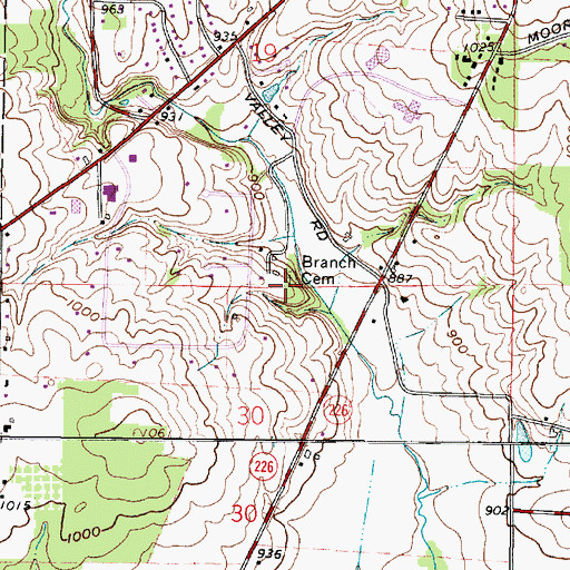 Topographic Map of Branch Cemetery, OH