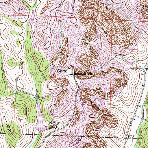 Topographic Map of Branch Church, OH