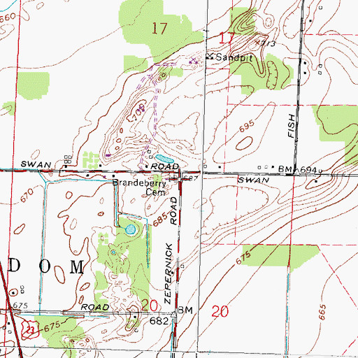 Topographic Map of Brandeberry Cemetery, OH