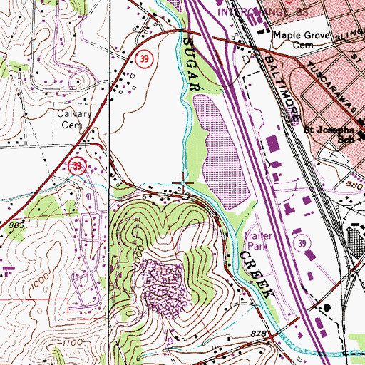 Topographic Map of Brandywine Creek, OH