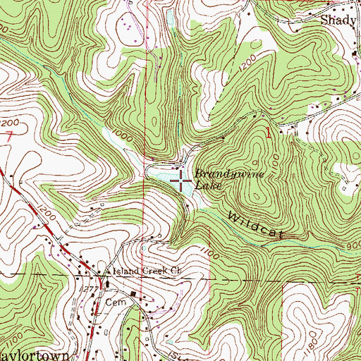 Topographic Map of Brandywine Lake, OH