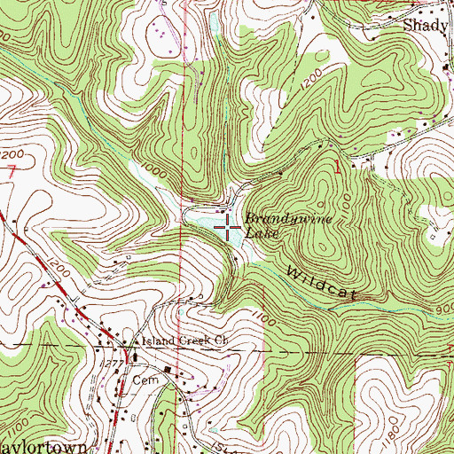 Topographic Map of Brandywine Lake, OH