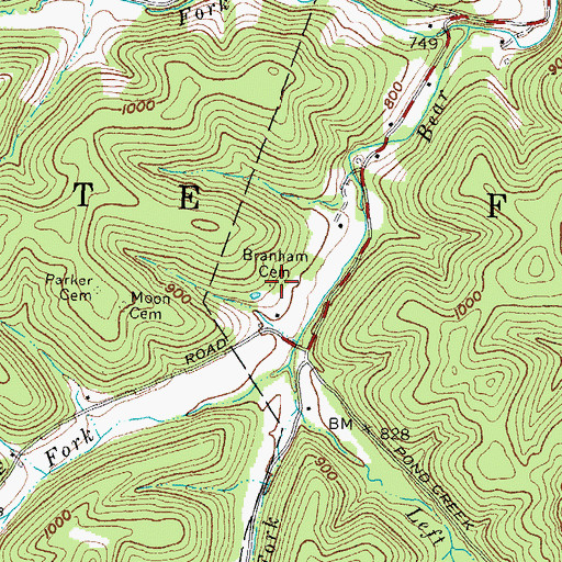 Topographic Map of Branham Cemetery, OH