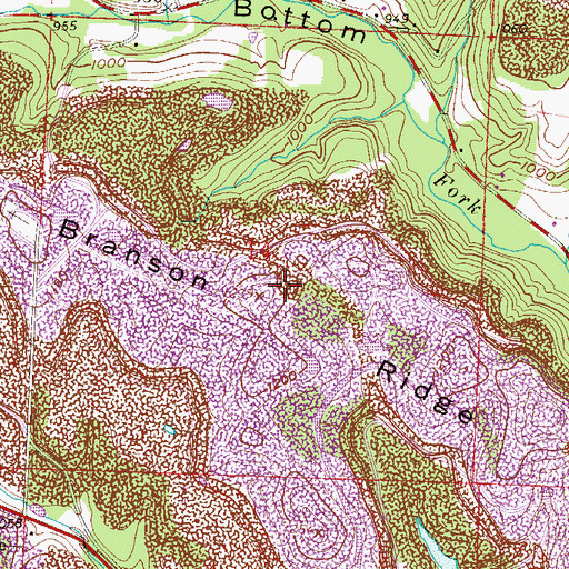 Topographic Map of Branson Ridge, OH