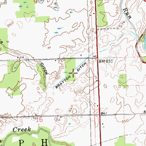 Topographic Map of Bratton Ditch, OH