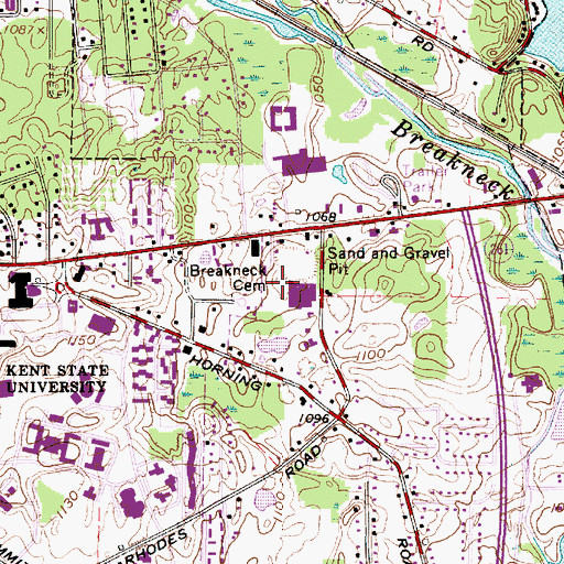 Topographic Map of Breakneck Cemetery, OH