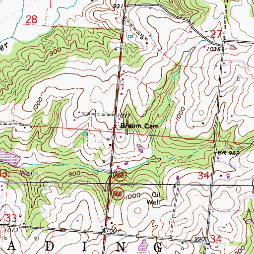 Topographic Map of Brehm Cemetery, OH
