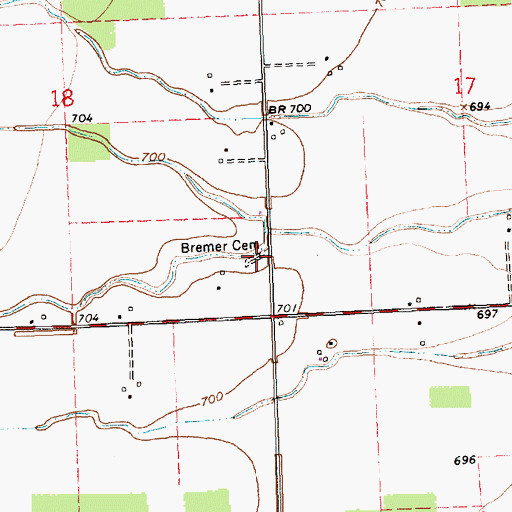 Topographic Map of Bremer Cemetery, OH
