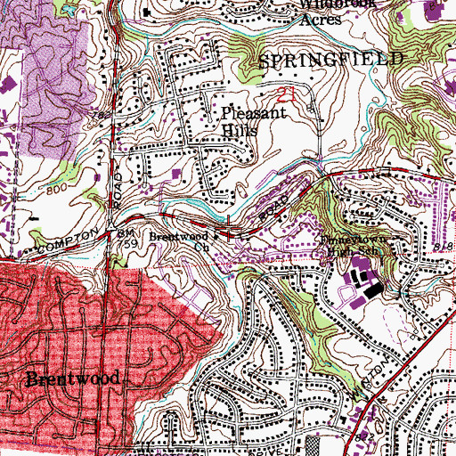 Topographic Map of Brentwood Church, OH
