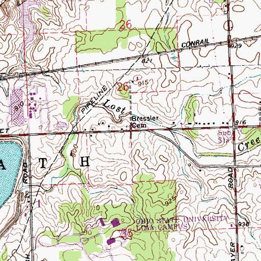 Topographic Map of Bressler Cemetery, OH