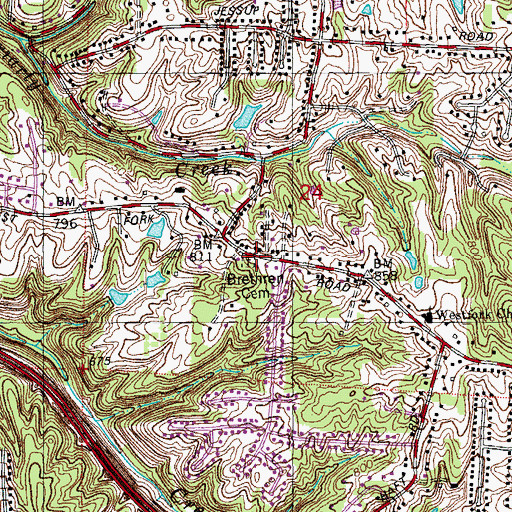 Topographic Map of Brethren Cemetery, OH