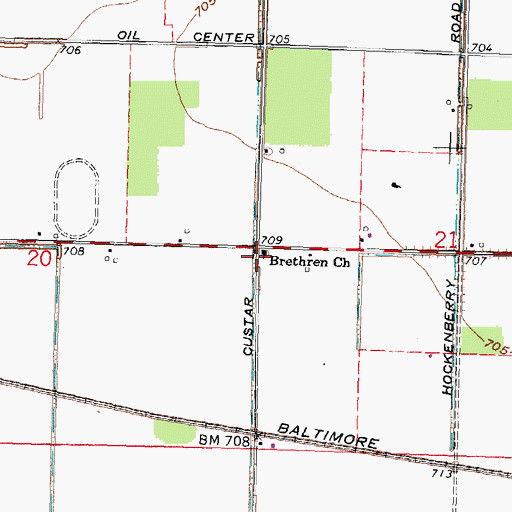 Topographic Map of Brethren Church, OH