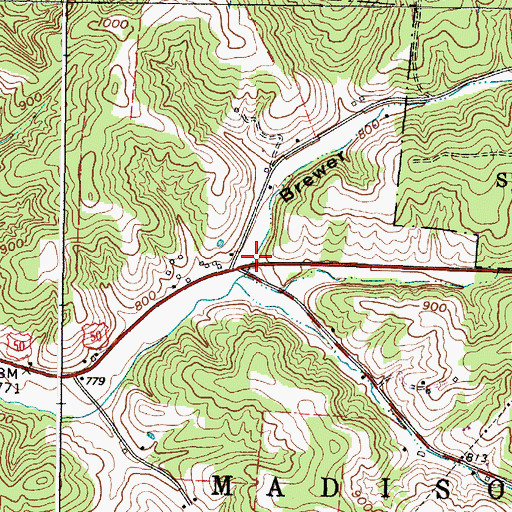 Topographic Map of Brewer Hollow, OH