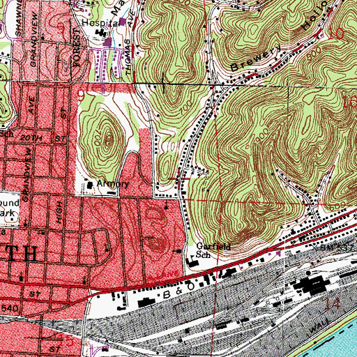 Topographic Map of Brewery Hollow, OH