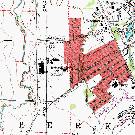 Topographic Map of Briar School, OH