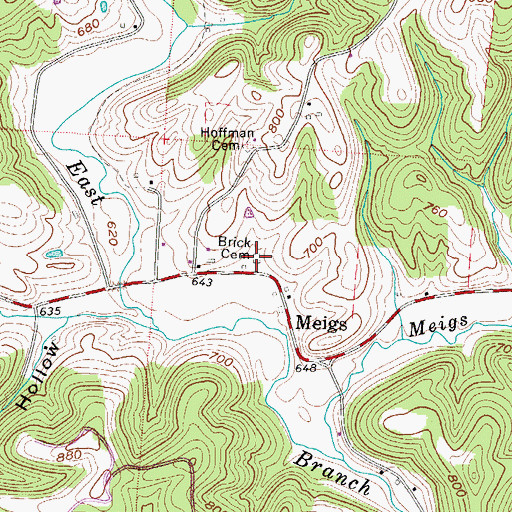 Topographic Map of Brick Cemetery, OH