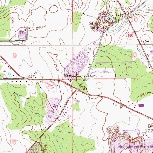 Topographic Map of Brick Church, OH