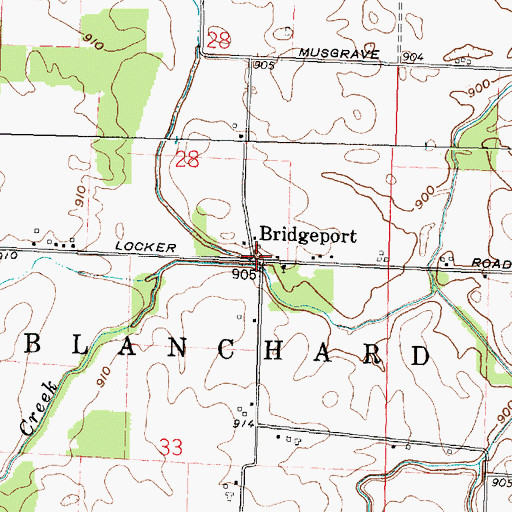 Topographic Map of Bridgeport, OH