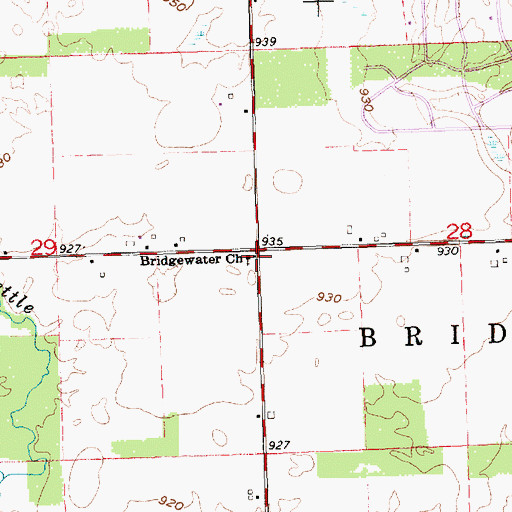Topographic Map of Bridgewater Church, OH