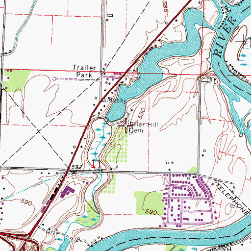 Topographic Map of Brier Hill Cemetery, OH
