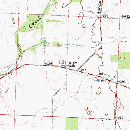 Topographic Map of Bright Cemetery, OH