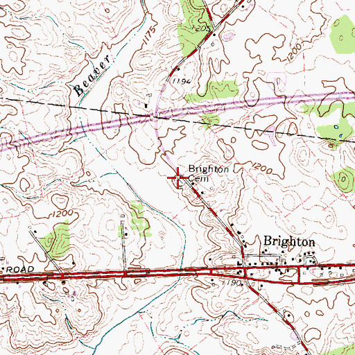 Topographic Map of Brighton Cemetery, OH