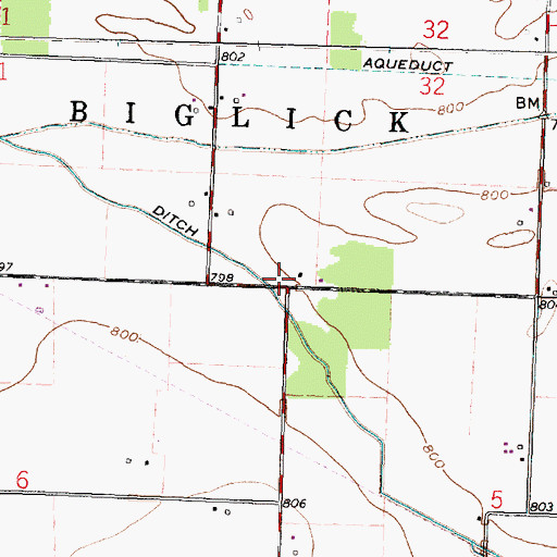 Topographic Map of Brights Ditch, OH