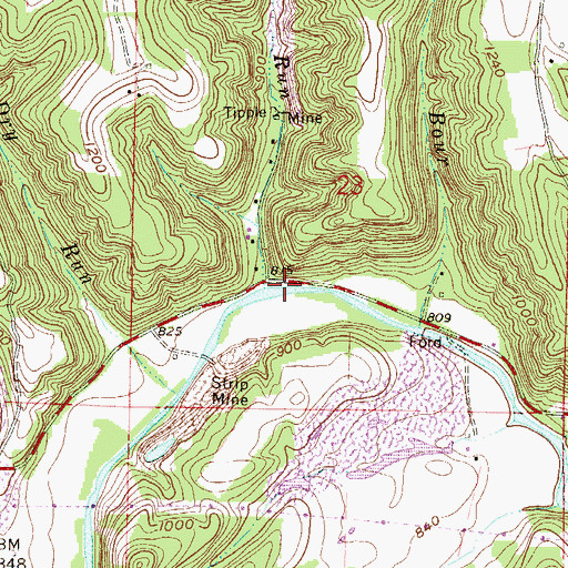 Topographic Map of Brimstone Run, OH