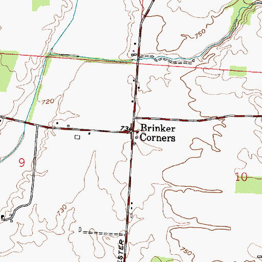 Topographic Map of Brinker Corners, OH