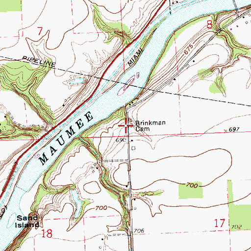 Topographic Map of Brinkman Cemetery, OH