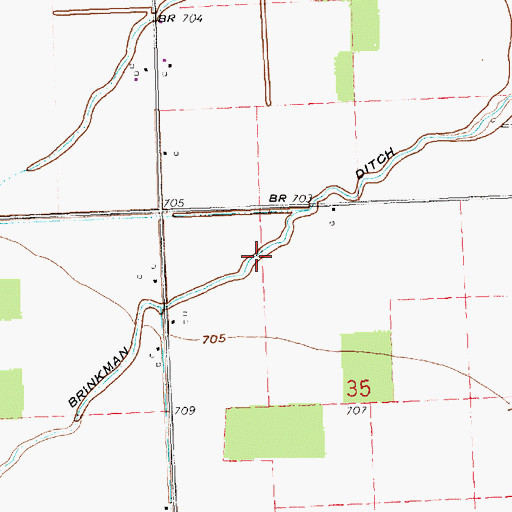 Topographic Map of Brinkman Ditch, OH