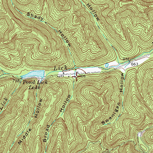 Topographic Map of Broad Hollow, OH