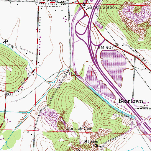 Topographic Map of Broad Run, OH