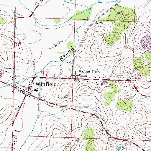 Topographic Map of Broad Run Cemetery, OH