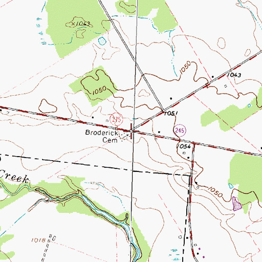 Topographic Map of Broderick Cemetery, OH