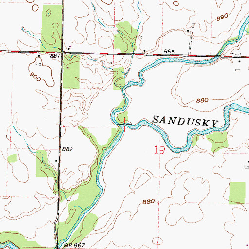 Topographic Map of Broken Sword Creek, OH