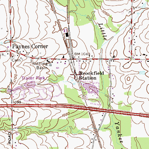 Topographic Map of Brookfield Station, OH
