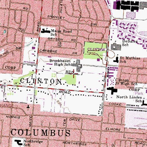 Topographic Map of Brookhaven High School, OH