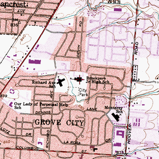 Topographic Map of Brookpark Junior High School, OH