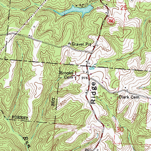 Topographic Map of Brooks Cemetery, OH