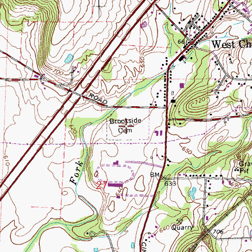 Topographic Map of Brookside Cemetery, OH