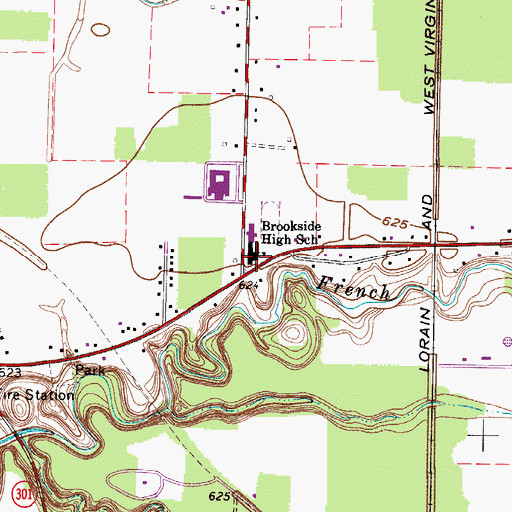 Topographic Map of Brookside High School, OH